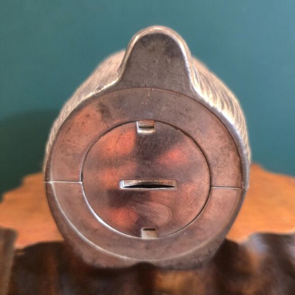 Teddy Bear Vintage Coin Bank Silverplate Seated w/Bowtie 4.75"x3"x2.5" - Picture 7 of 8